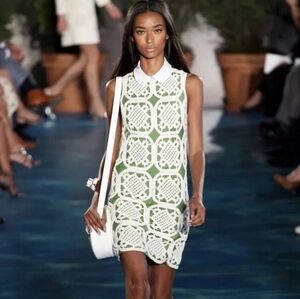 Tory Burch Lexi Crochet Dress Runway Green RARE Size S